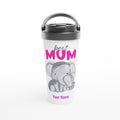Personalised - Best Mum, Cute Elephants - White 15oz Stainless Steel Travel Mug Default Title Personalised Travel Mug animal customise Globally Fulfilled Mum personalise
