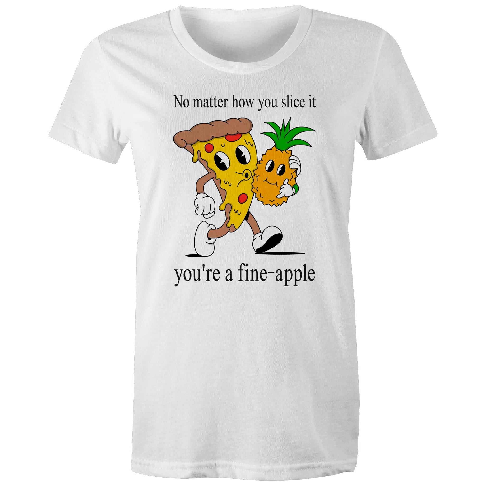 Pineapple Pizza - Womens T-shirt White Womens T-shirt Food Printed In Australia