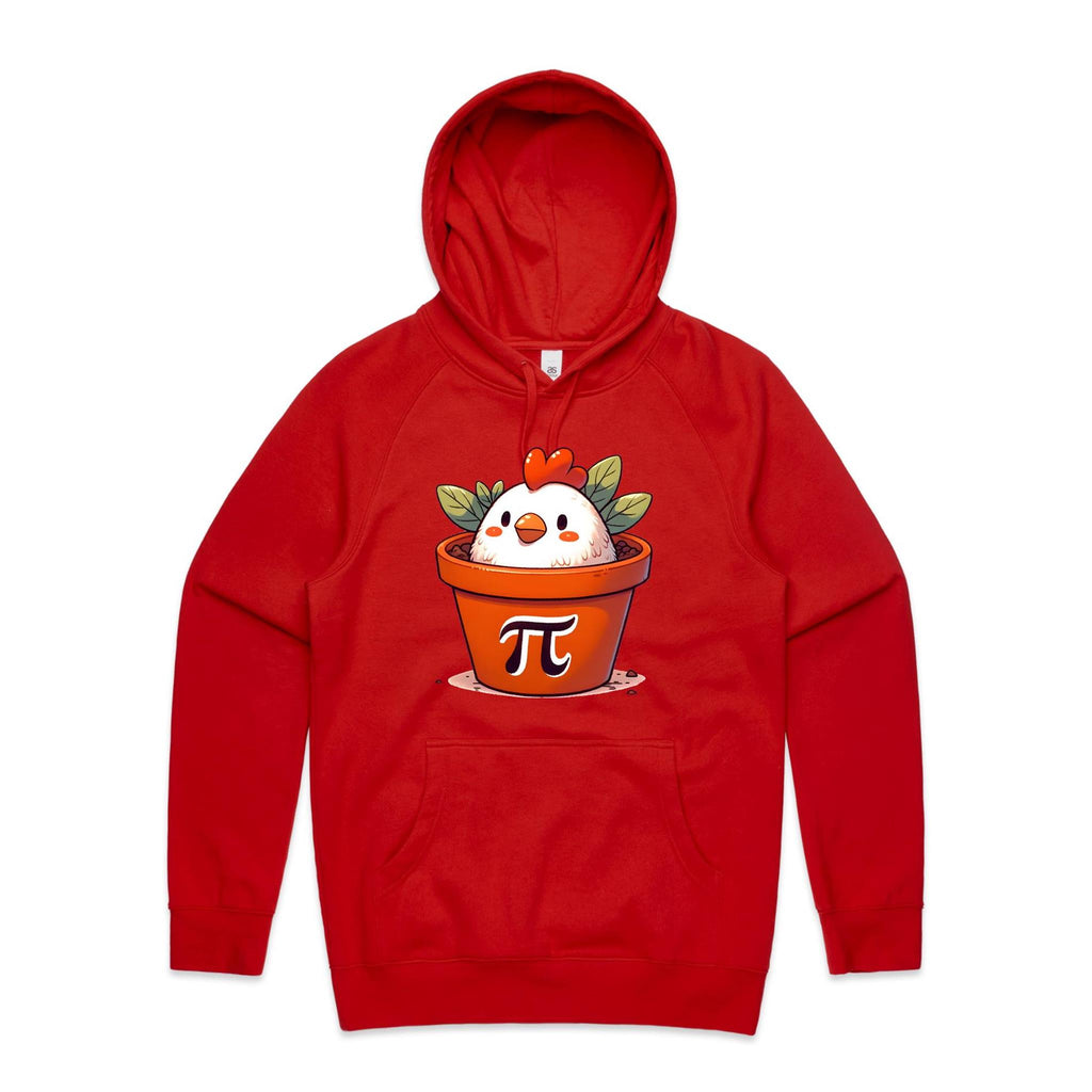 Chicken Pot Pi - Mens Hoodie Red Mens Hoodie animal Food Maths Printed In Australia