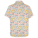 Boho Flowers And Leaves Women's Collared Pocketless Short Sleeve Shirt