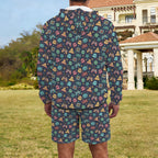 Video Game Men's Lightweight Sun Hoodie & Shorts Set Men's Lightweight Sun Hoodie & Shorts Games Printed Offshore Retro