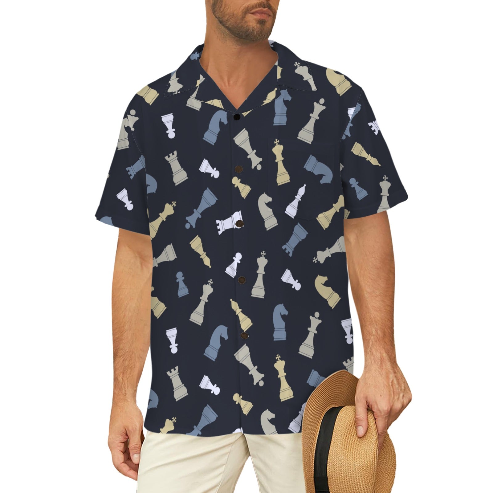 Chess Pattern - Men's Hawaiian Shirt (Model T87) Men's Hawaiian Shirt (New) Chess Games Printed Offshore