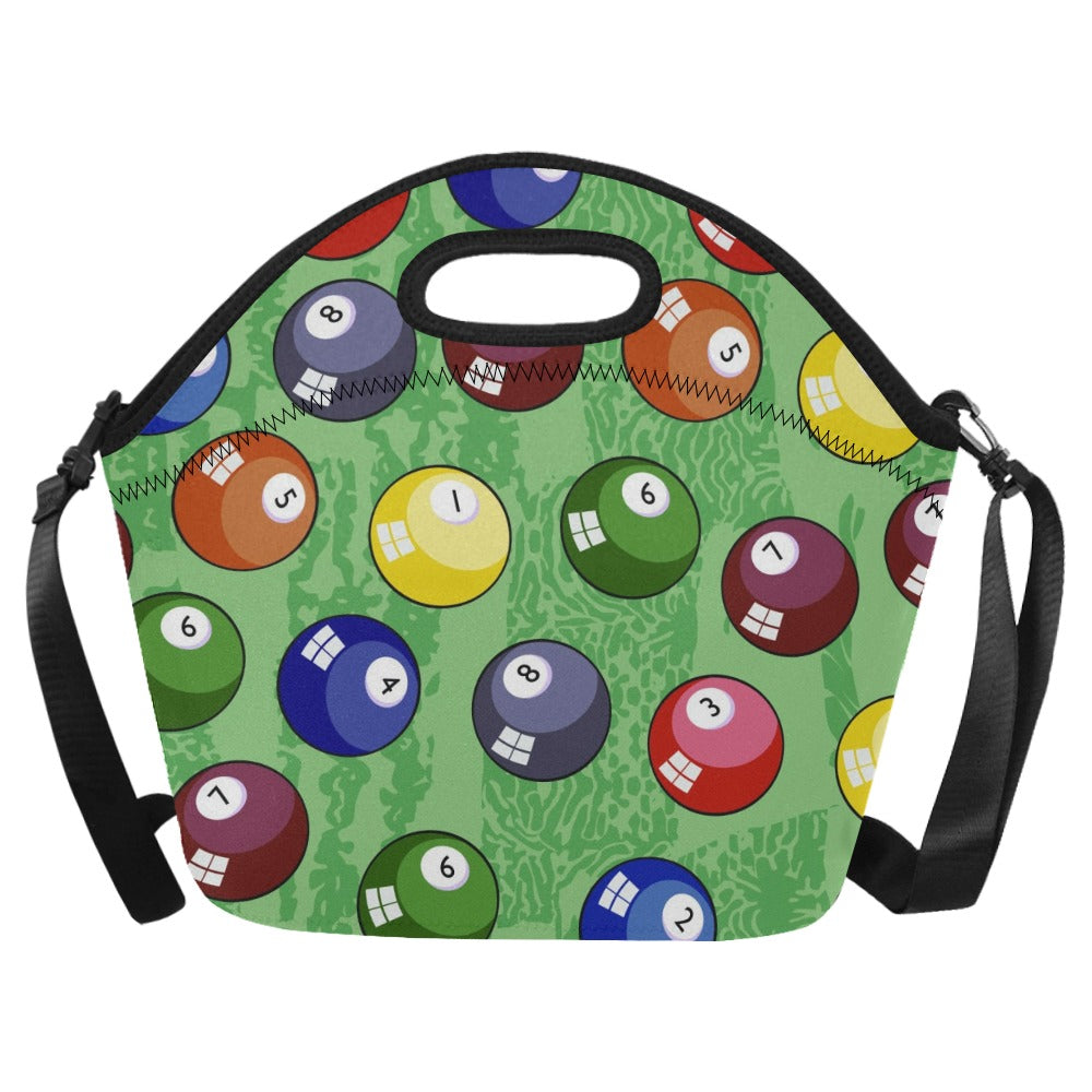 Pool Balls Neoprene Lunch Bag/Large (Model 1669) One Size Neoprene Lunch Bag Games Printed Offshore
