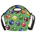 Pool Balls Neoprene Lunch Bag/Large (Model 1669) One Size Neoprene Lunch Bag Games Printed Offshore