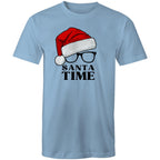 Santa Time - Mens T-Shirt Carolina Blue Mens Christmas T-shirt Christmas Printed In Australia