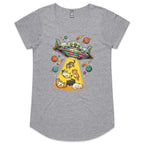 UFO Cat Abduction Women's AS Colour Scoop Neck T-Shirt Grey Marle Womens Scoop Neck T-shirt animal Printed In Australia Sci Fi