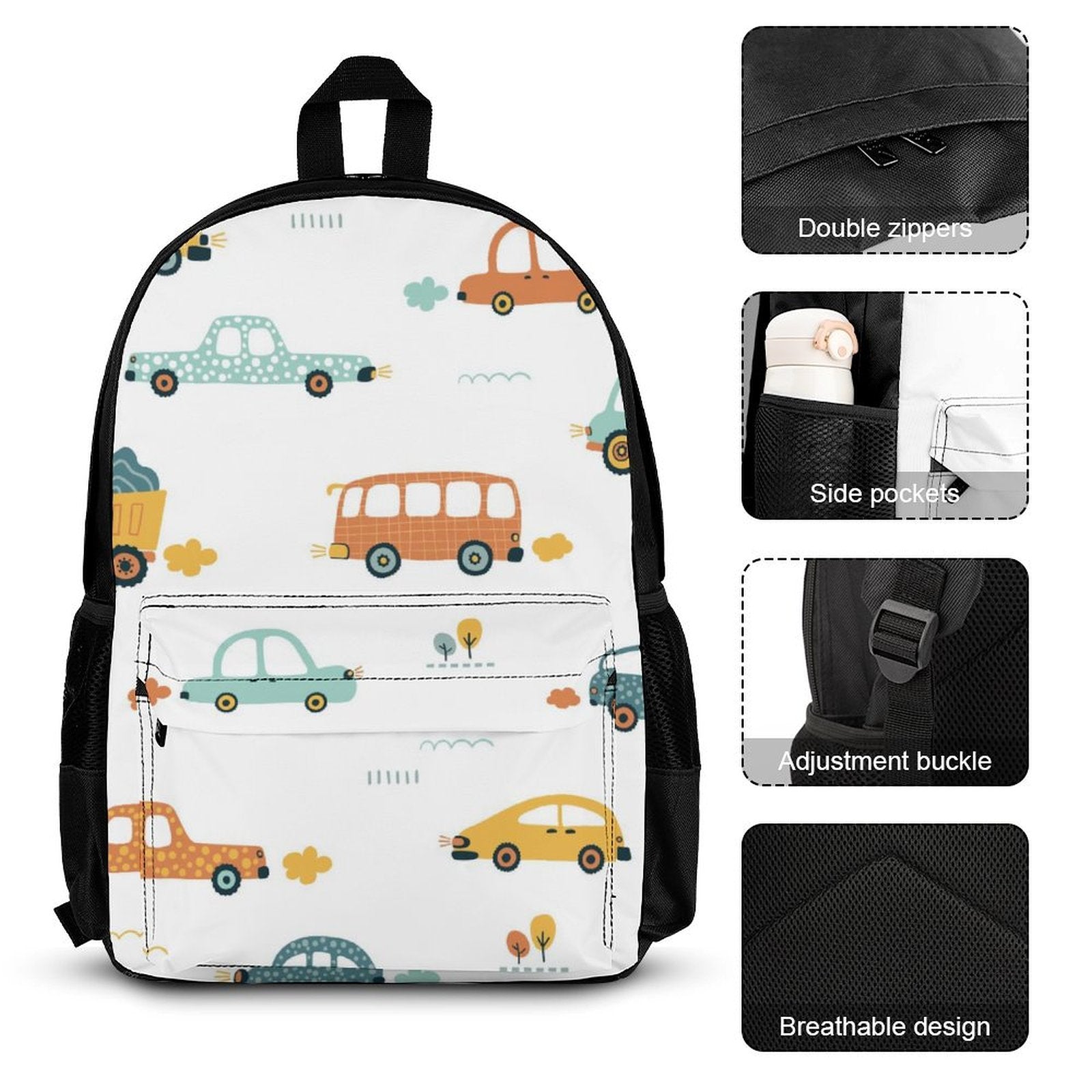 Cars And Buses - Three Piece Backpack Set