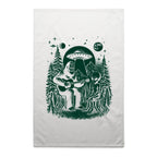 Bigfoot And Alien Playing Guitar - AS Colour Tea Towel White One Size Tea Towel Music Printed In Australia Sci Fi
