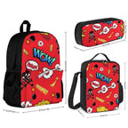Comic Book Red - Three Piece Backpack Set