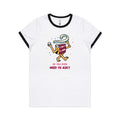 Cake, Do You Even Need To Ask Women's AS Colour Ringer Tee White Black Womens Ringer T-shirt Food Printed In Australia