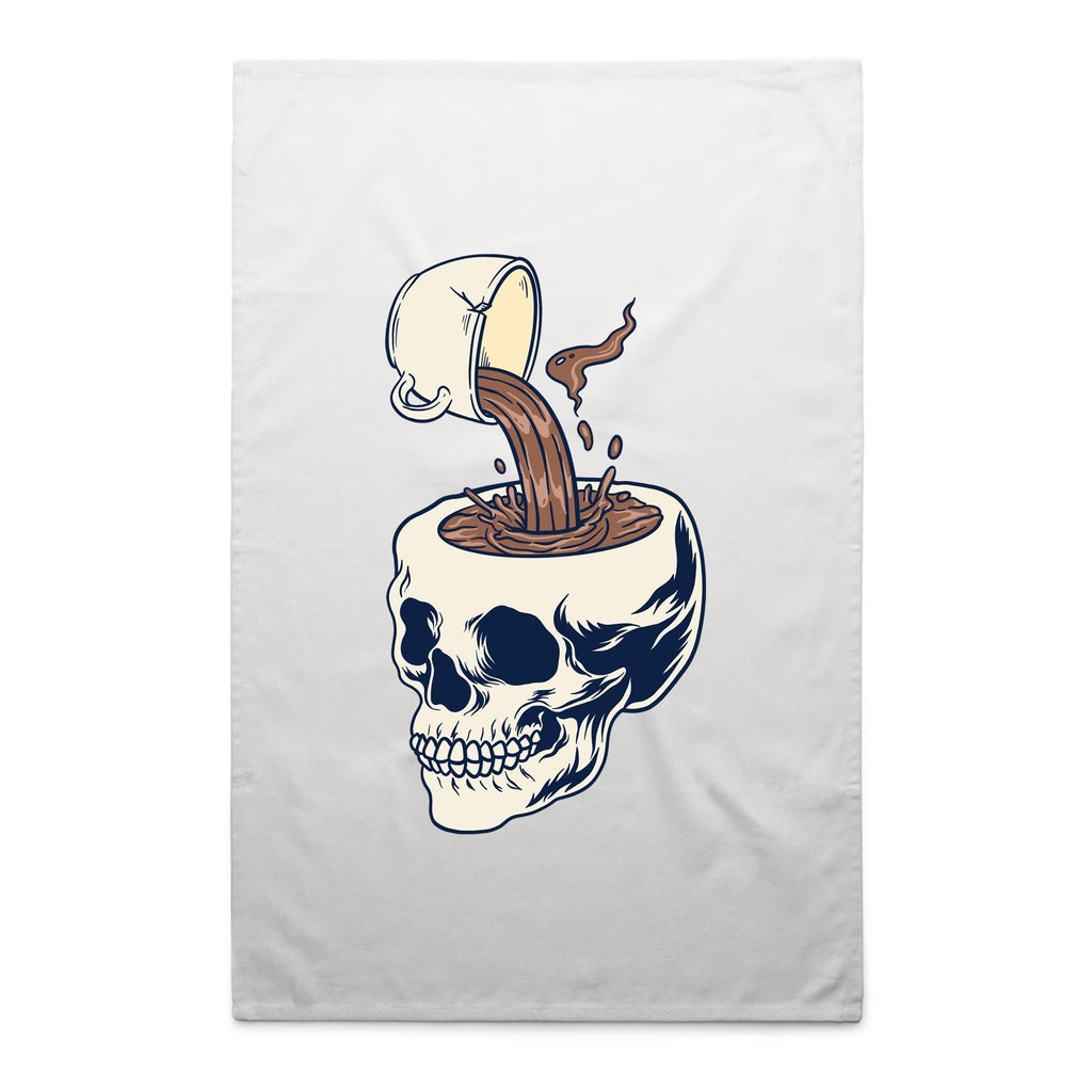 Coffee Skull - AS Colour Tea Towel White One Size Tea Towel Coffee Printed In Australia