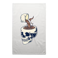 Coffee Skull AS Colour Tea Towel White One Size Tea Towel Coffee Printed In Australia