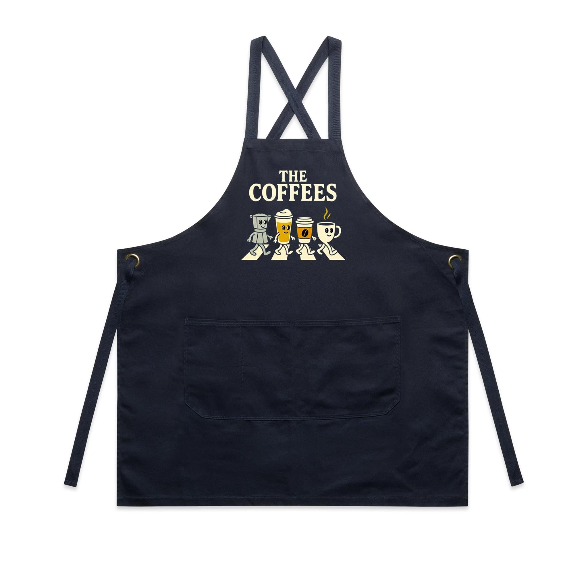 The Coffees, Crossing Road - AS Colour Carrie Apron Navy One Size Apron Coffee Music Printed In Australia