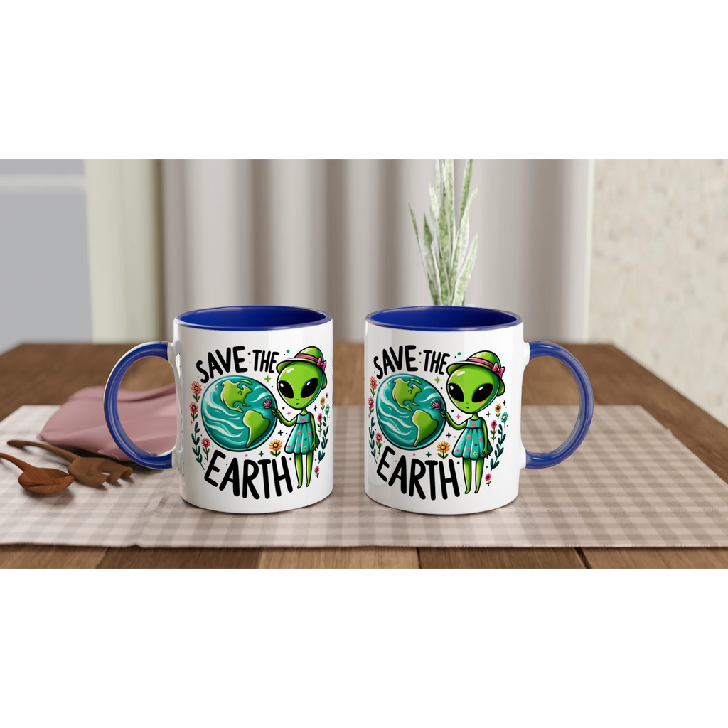 Personalised - Save The Earth, Alien - 11oz Ceramic Mug Personalised Mug customise Environment Globally Fulfilled personalise Sci Fi