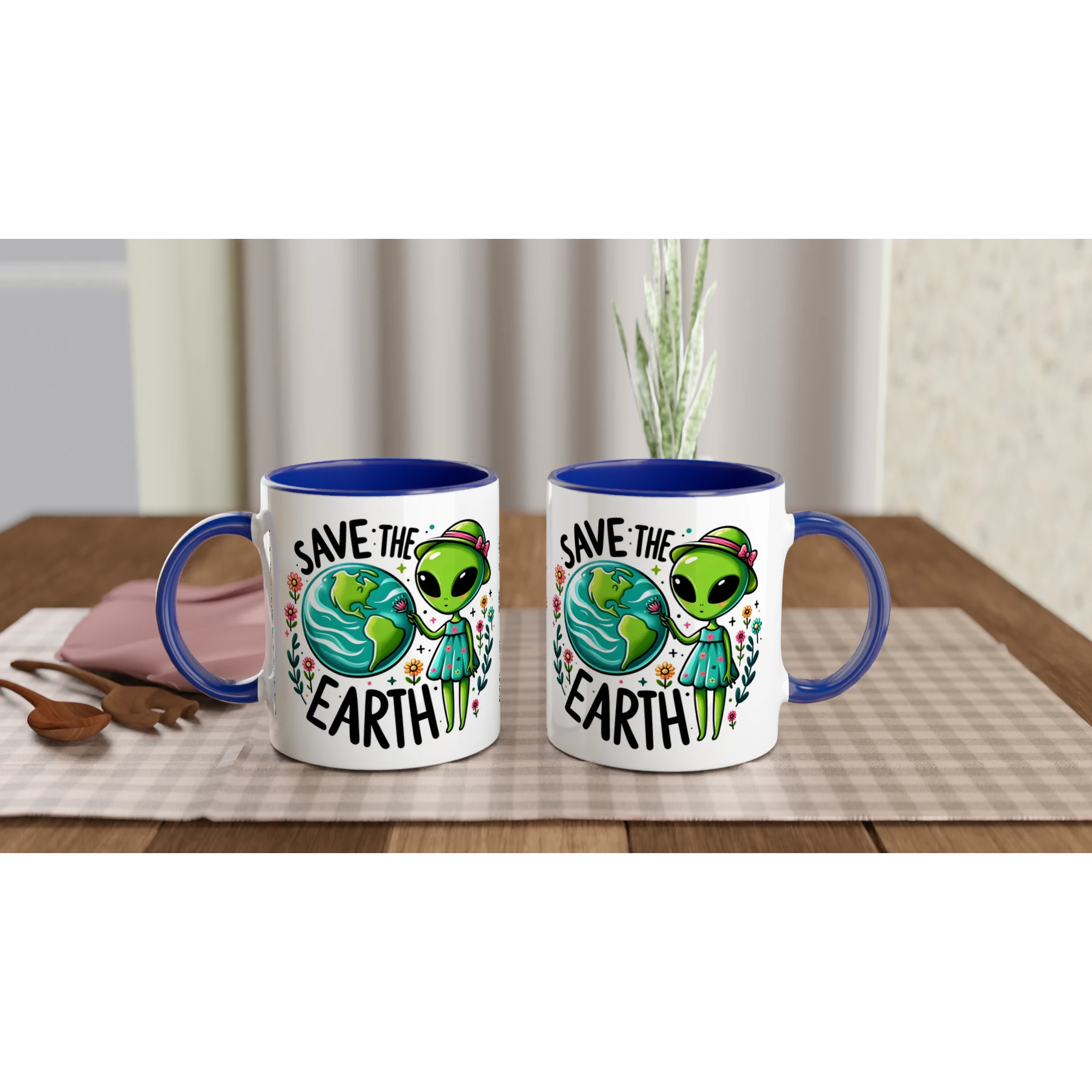 Personalised - Save The Earth, Alien - 11oz Ceramic Mug Personalised Mug customise Environment Globally Fulfilled personalise Sci Fi
