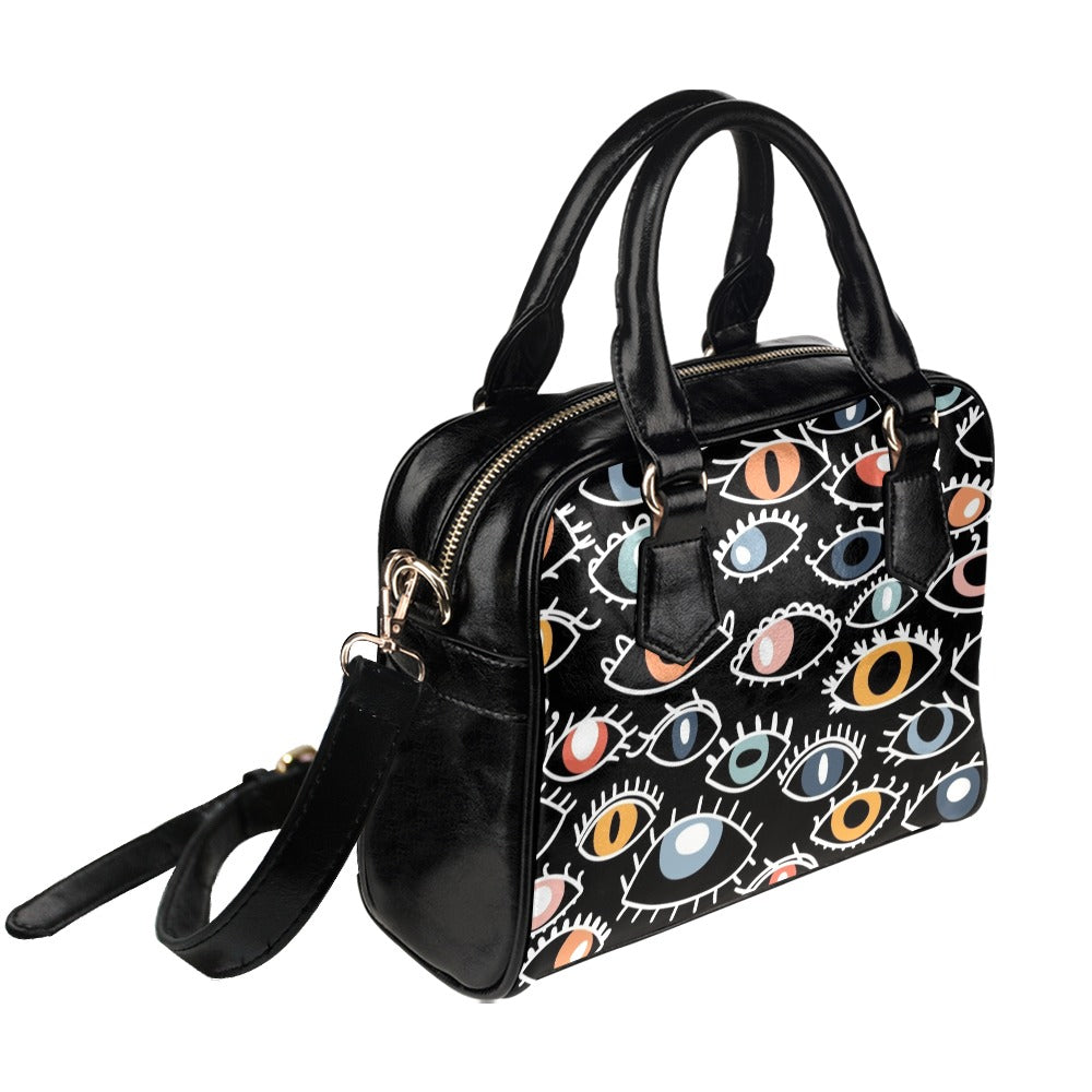 Eyes On Black Shoulder Handbag