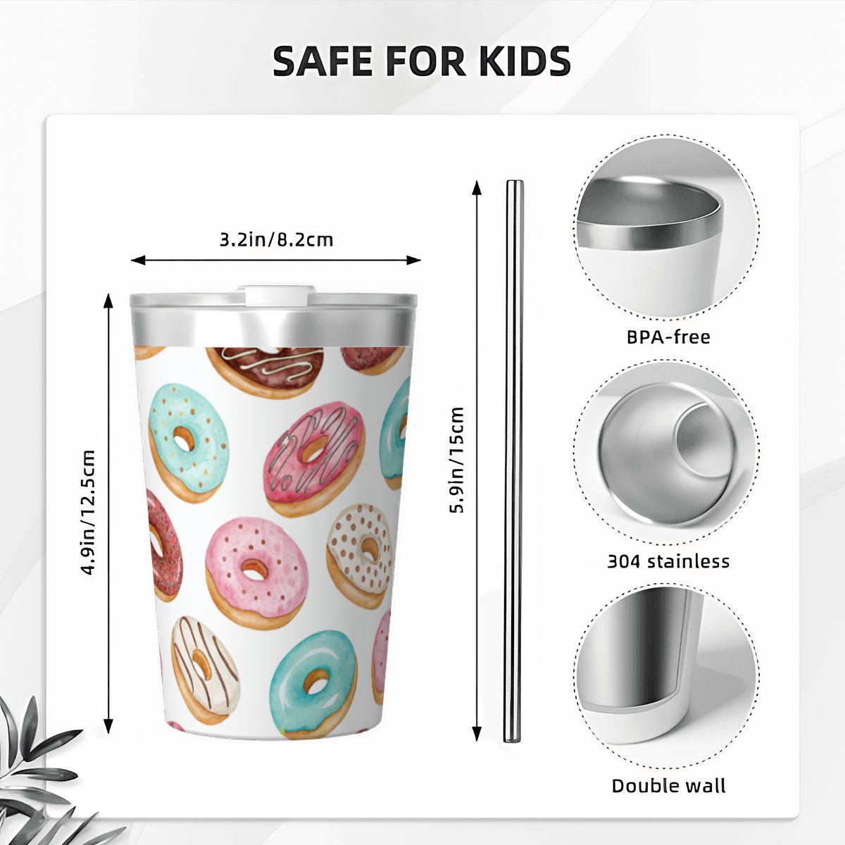 Pastel Doughnuts Small Stainless Steel Travel Mug Cup 12oz/350ml