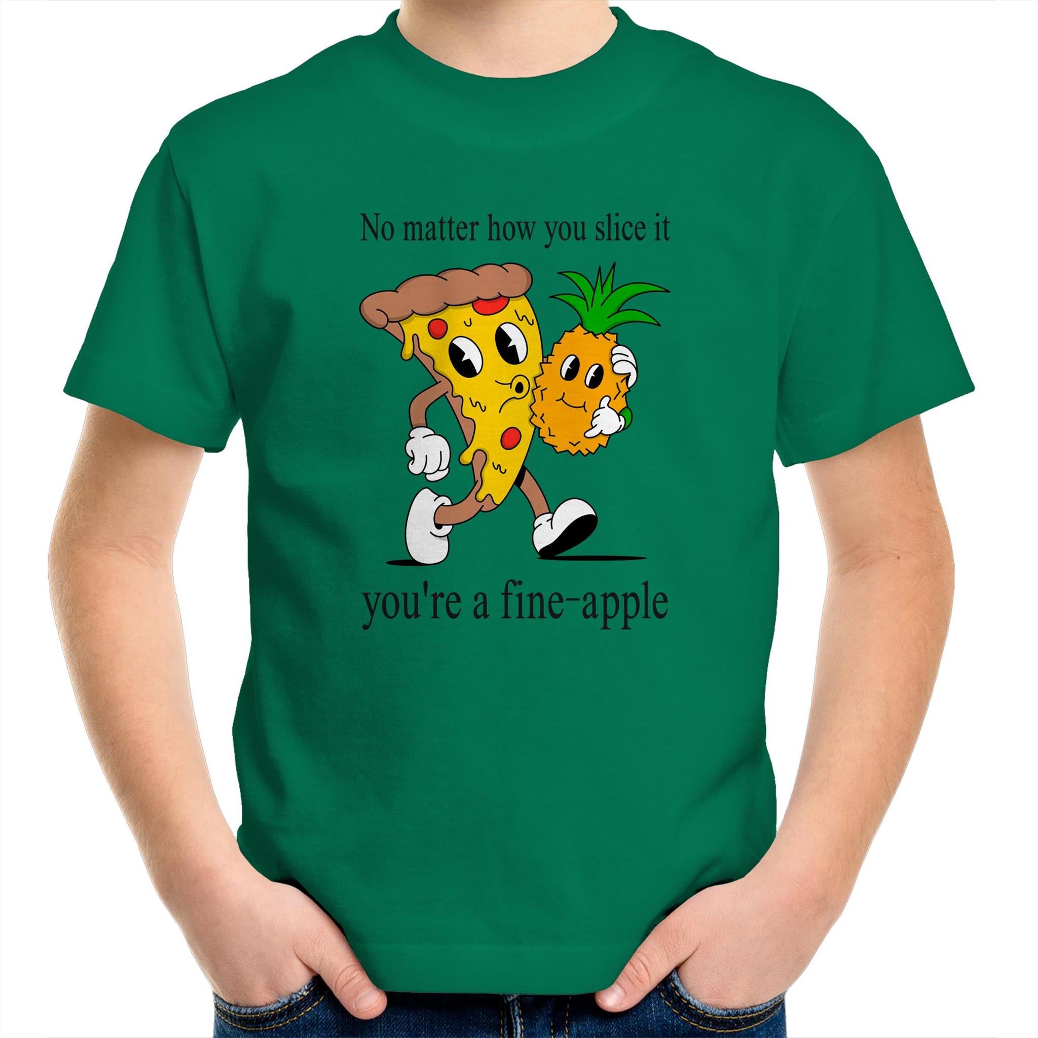 Pineapple And Pizza - Kids Youth T-Shirt Kelly Green Kids Youth T-shirt Food Printed In Australia