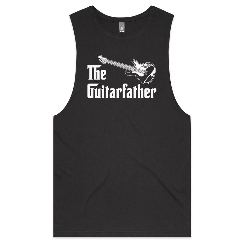 The Guitarfather Mens Men's AS Colour Drop Arm Tank Top Coal Drop Arm Tank Top Dad Music Printed In Australia