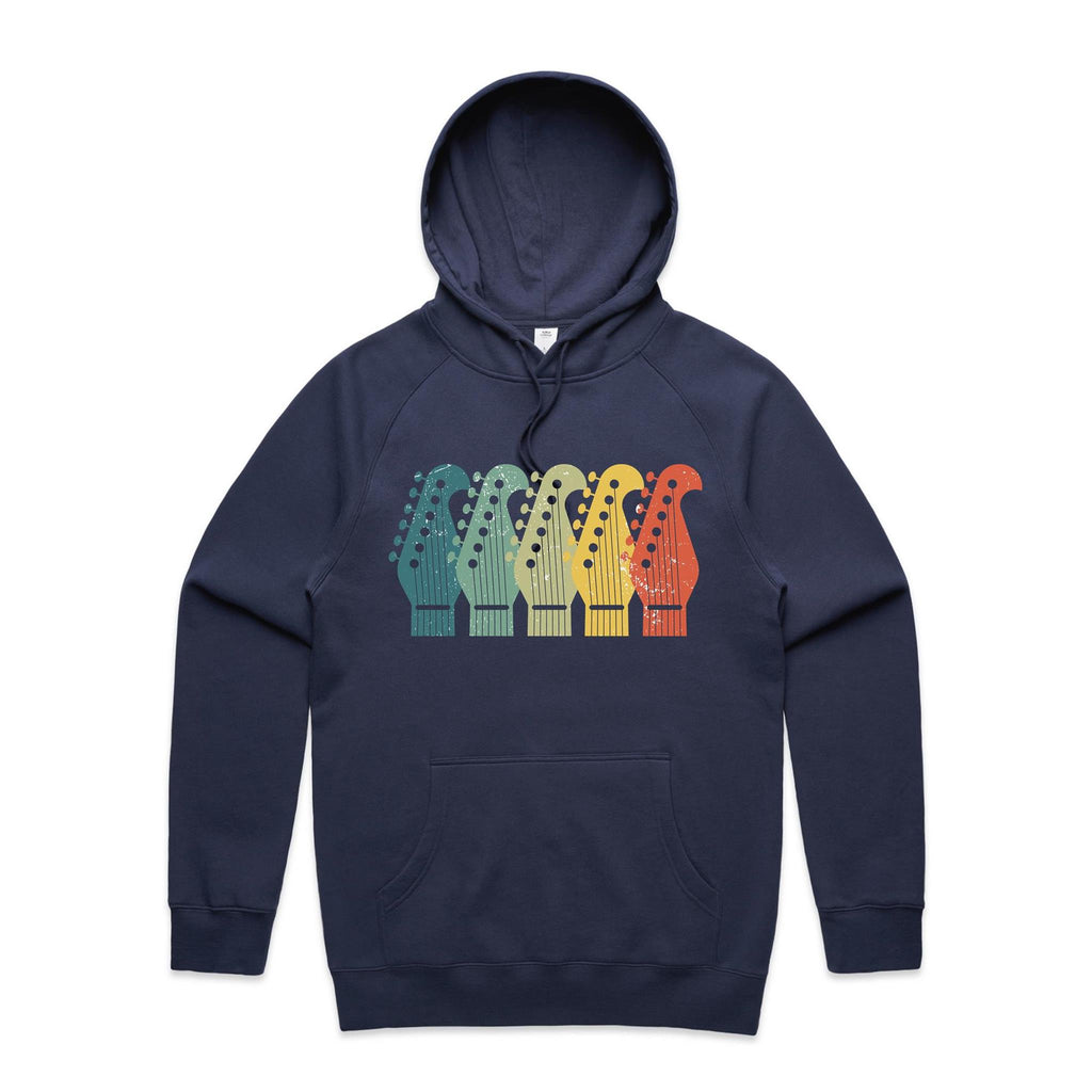 Vintage Guitar Headstock - Mens Hoodie Midnight Blue Mens Hoodie Music Printed In Australia