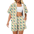 Pineapple Tropical Women's Windbreaker Short Set 2XL Women's Windbreaker Short Set Food Printed Offshore