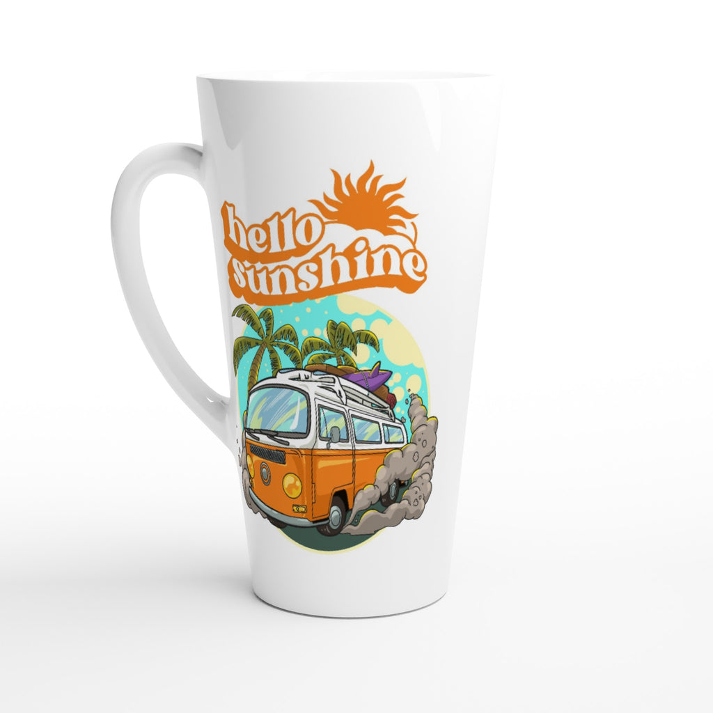 Hello Sunshine, Beach Van - White Latte 17oz Ceramic Mug Default Title Latte Mug Globally Fulfilled Summer Surf