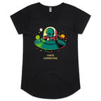 Alien Commute - Womens Scoop Neck T-Shirt Black Womens Scoop Neck T-shirt Printed In Australia Sci Fi