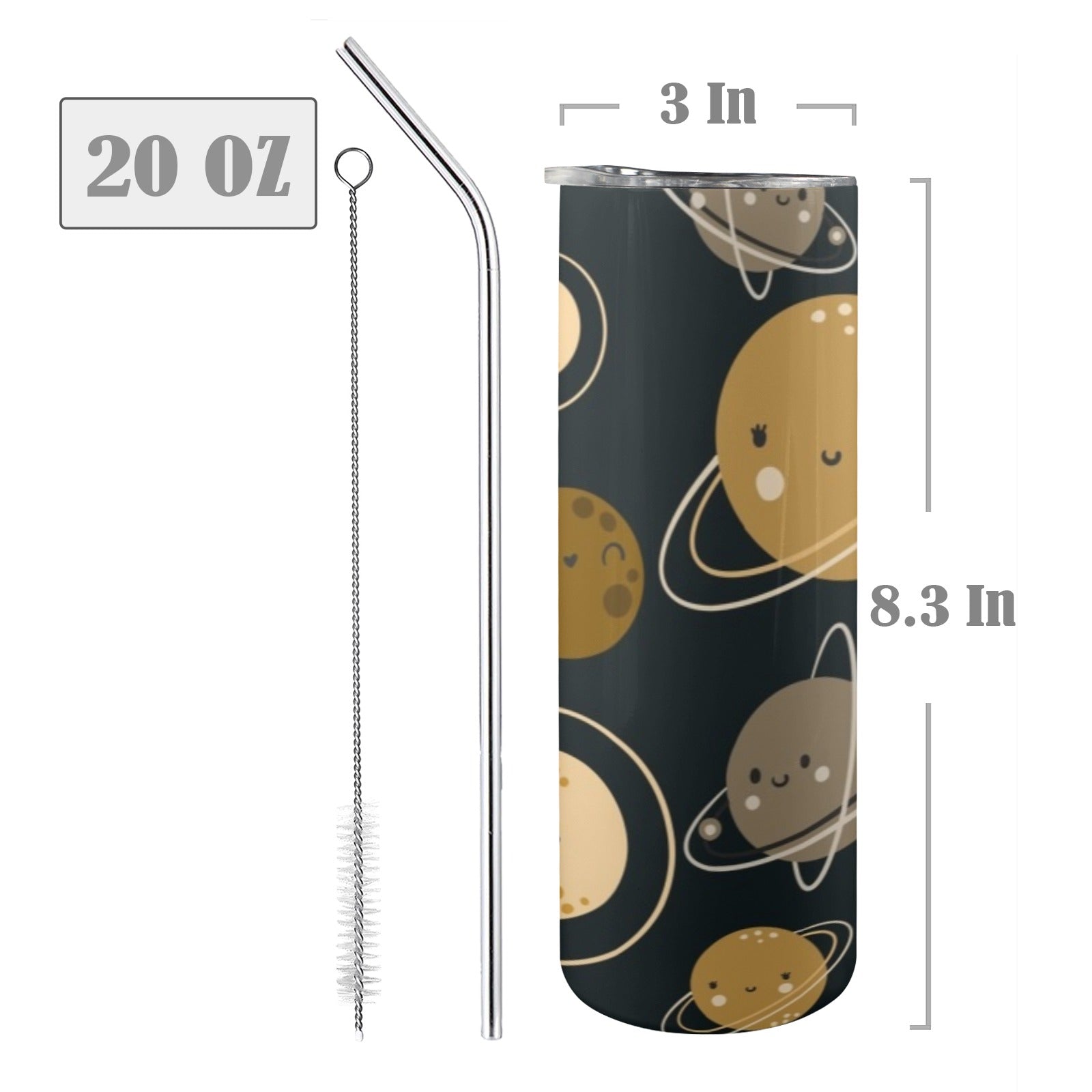 Planets - 20oz Tall Skinny Tumbler with Lid and Straw