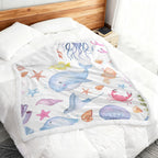 Whale, Under The Sea - Double-Layer Fleece Blanket 51"x59"