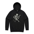 Skeleton Playing Guitar Men's AS Colour Hoodie Black Mens Hoodie Music Printed In Australia