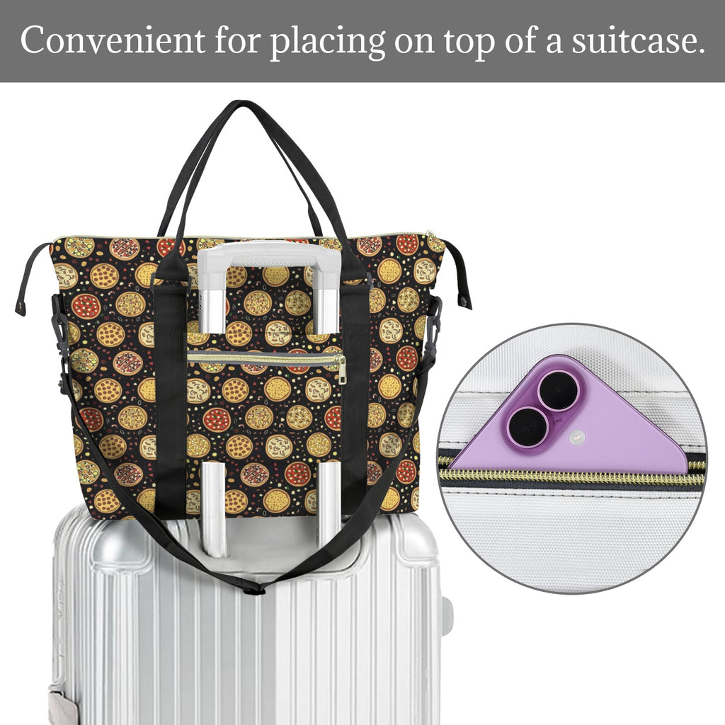 Round Pizzas On Black Duffle Bag-Simple (Model 1715) Duffle Bag-Simple (1715)