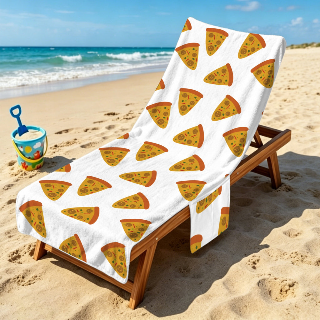 Pizzas Beach Chair Towel Cover with Side Pockets