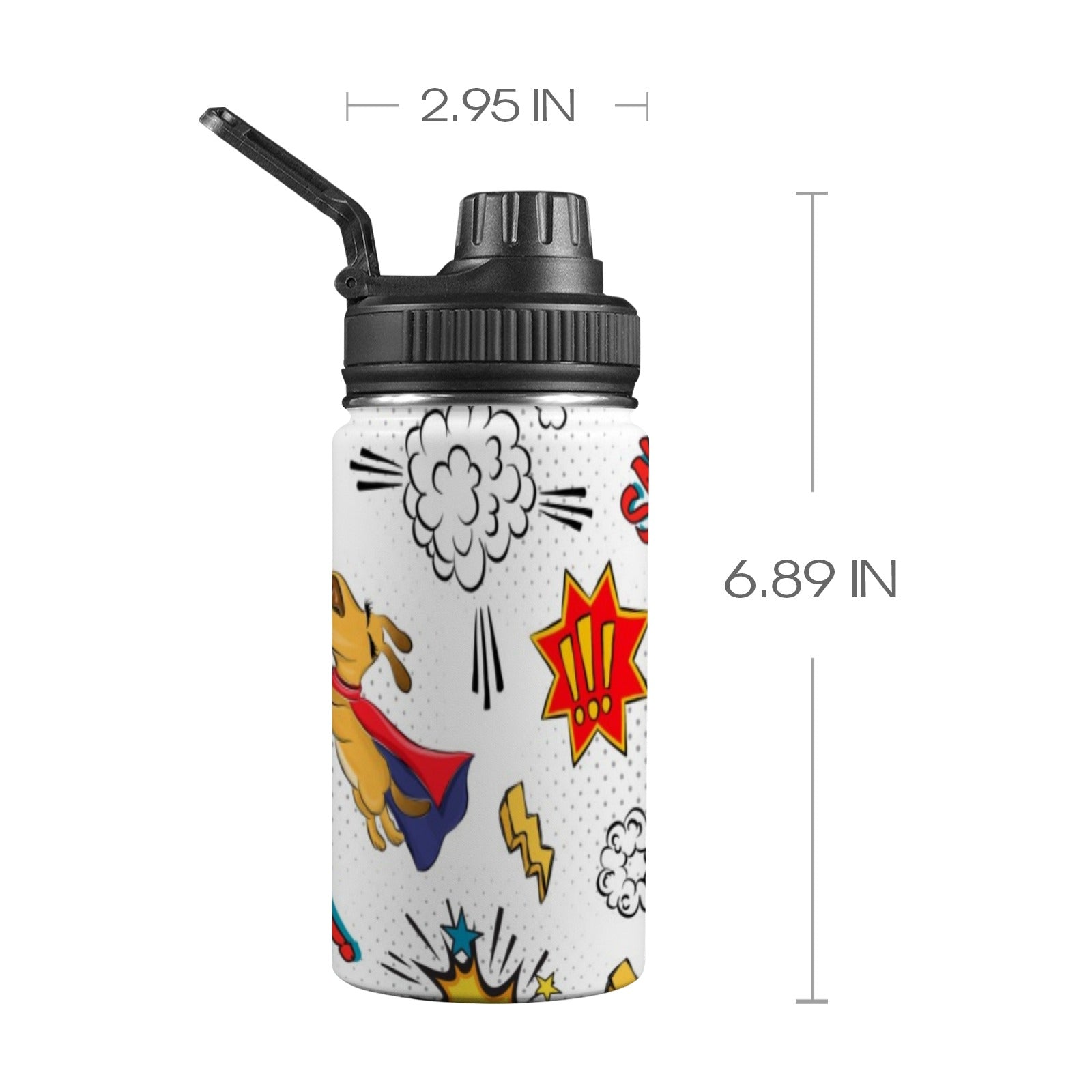 Superdog - Kids Water Bottle with Chug Lid (12 oz) One Size Kids Water Bottle with Chug Lid animal comic Printed Offshore