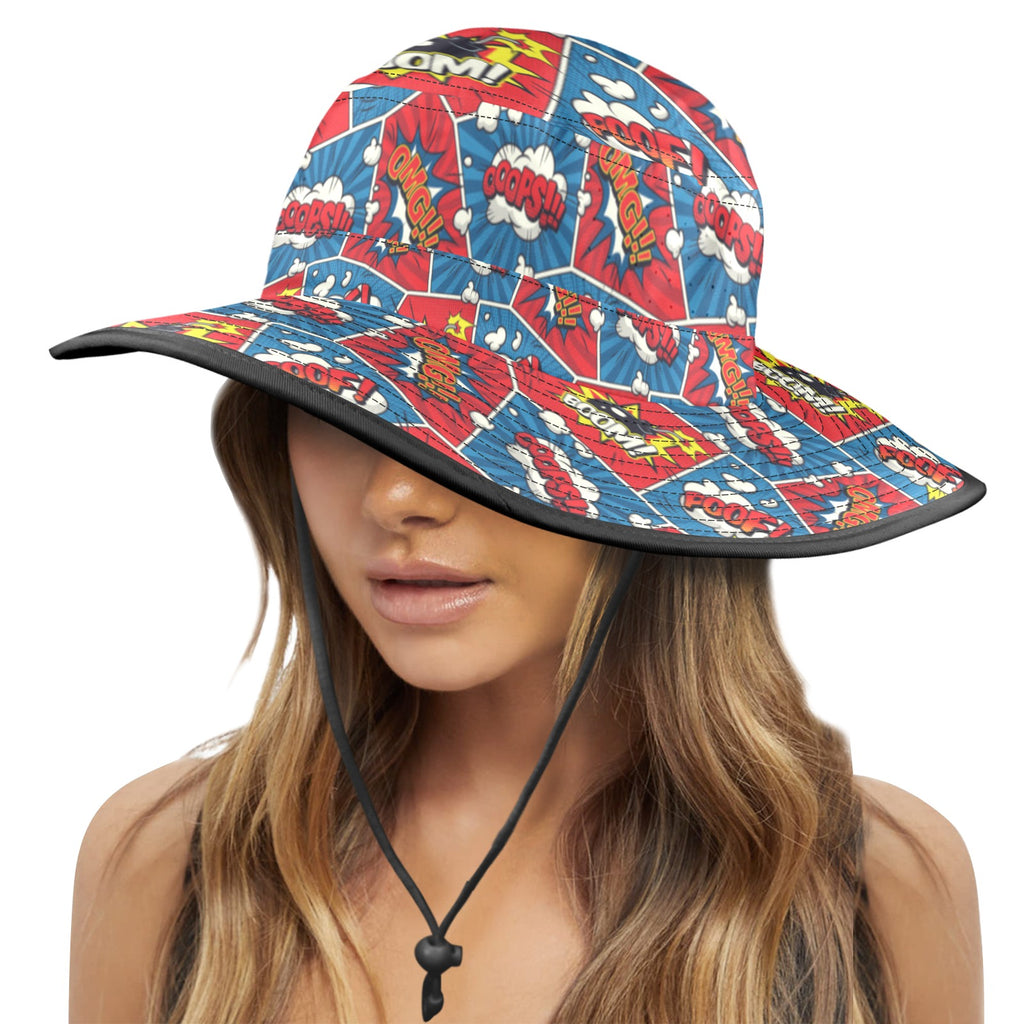 Comic Book Pop Wide Brim Bucket Hat Wide Brim Bucket Hat comic Printed Offshore