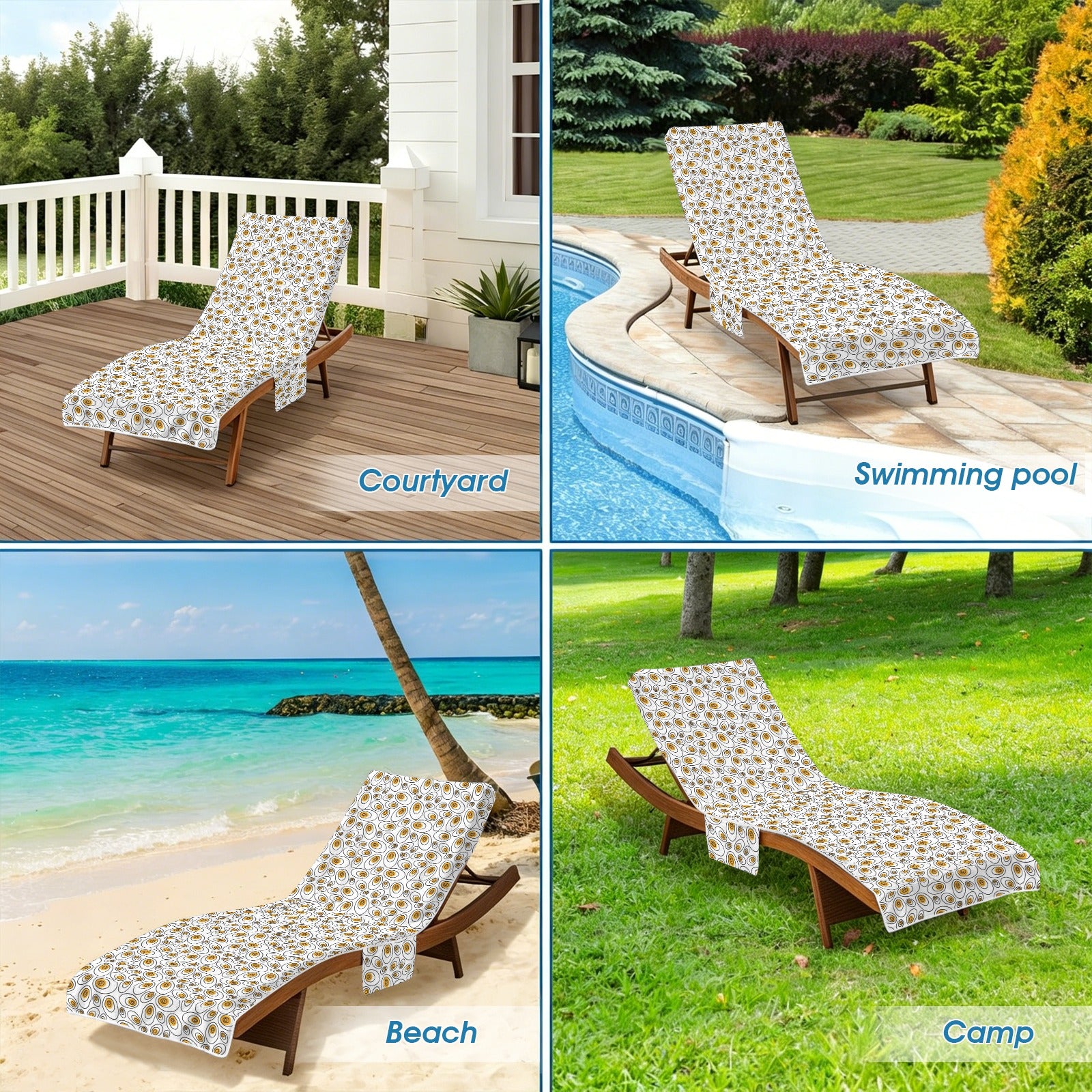 Eggs Abstract Beach Chair Towel Cover with Side Pockets