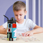 Colourful Chess - Kids Water Bottle with Chug Lid (12 oz) Kids Water Bottle with Chug Lid Chess Games Printed Offshore