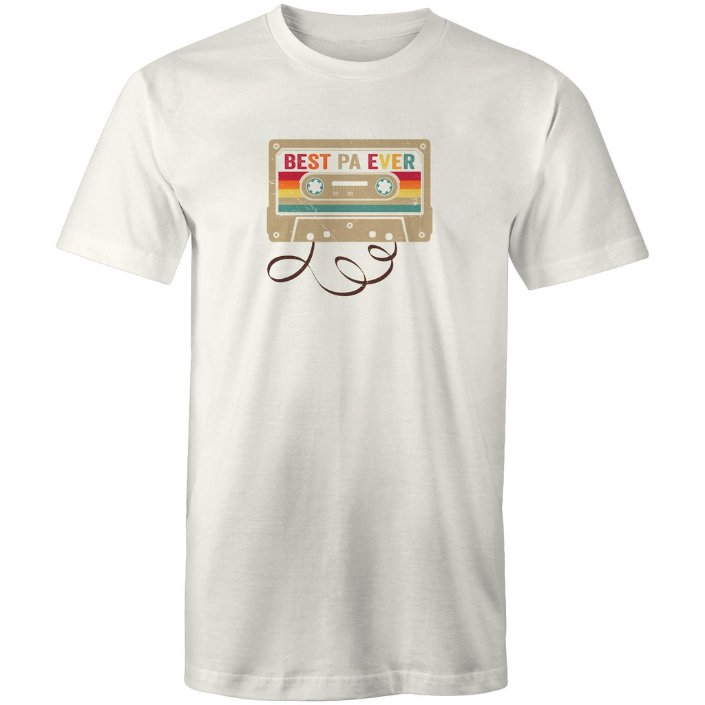 Best Pa Ever, Cassette Tape - Mens T-Shirt Natural Mens T-shirt Dad Music Printed In Australia
