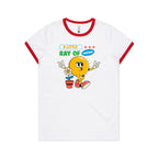 A Little Ray Of Sunshine - Women's Ringer Tee White Red Womens Ringer T-shirt Printed In Australia Summer