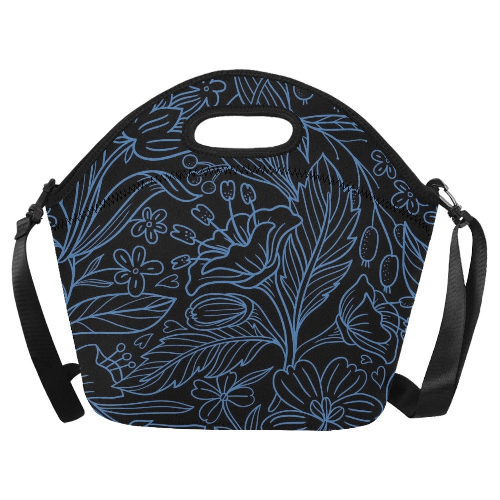 Blue Floral - Neoprene Lunch Bag One Size Neoprene Lunch Bag Printed Offshore