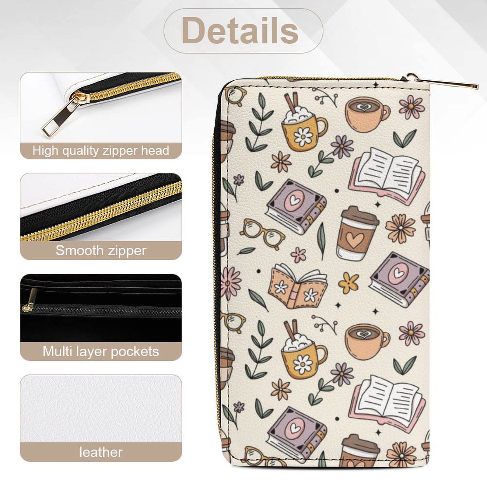 Books And Coffee -  PU Leather Wallet