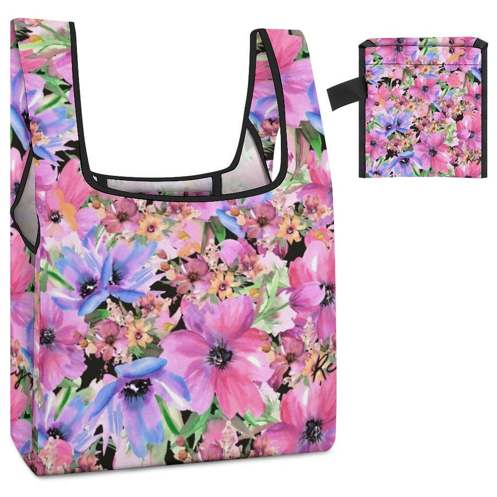 Pink Floral - Collapsible Shopping Bag