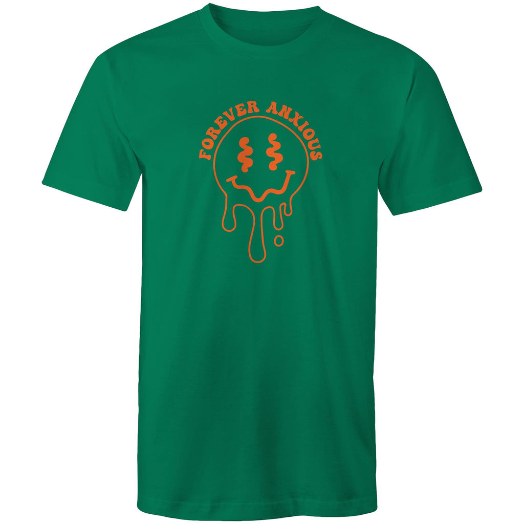 Forever Anxious - Mens T-Shirt Kelly Green Mens T-shirt Printed In Australia