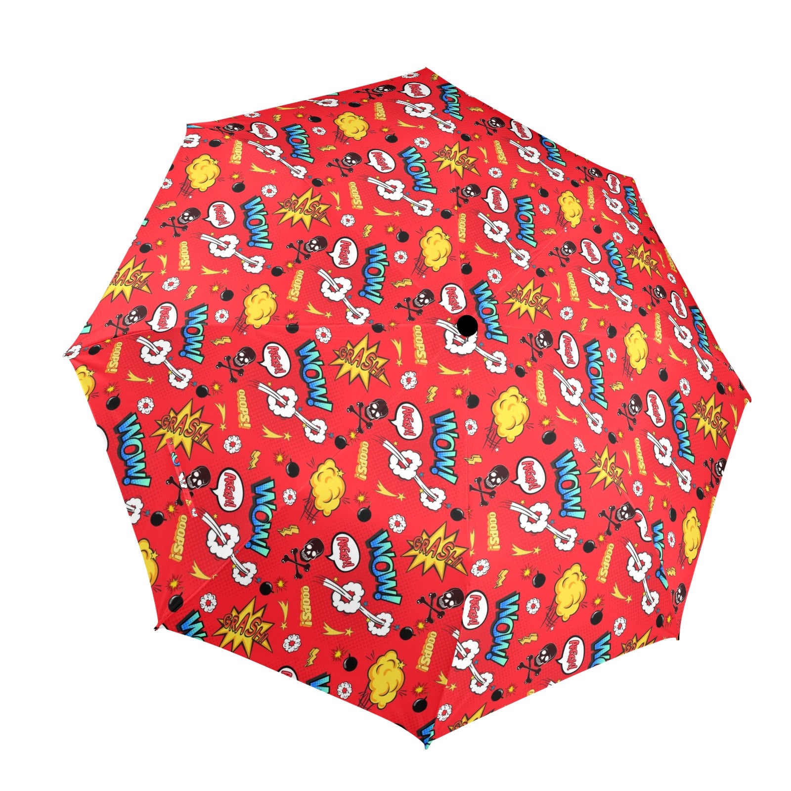 Comic Book Red - Semi-Automatic Foldable Umbrella (Model U12) One Size Semi-Automatic Foldable Umbrella (U12)