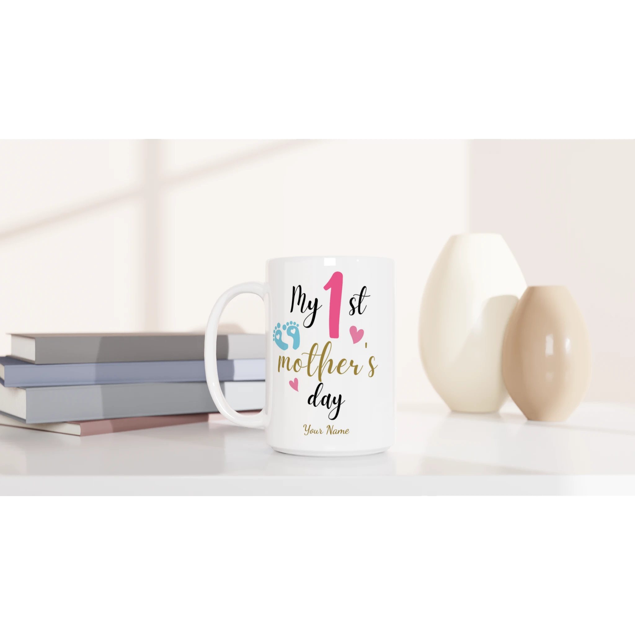 Personalise - My First Mother's Day - White 15oz Ceramic Mug Personalised 15oz Mug customise Globally Fulfilled Mum personalise
