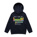 Periodic Table, Can I Lick It Kid's AS Colour Hoodie Navy Kids Hoodie Printed In Australia Science