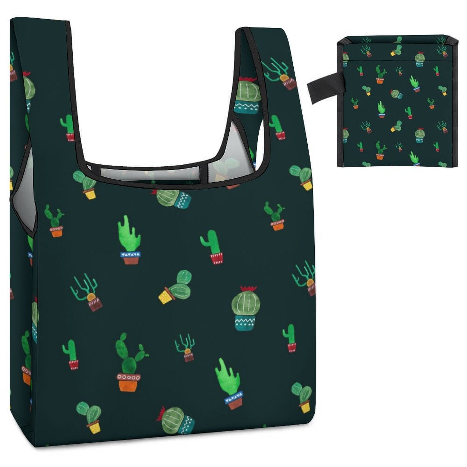 Cactus On Black - Collapsible Shopping Bag