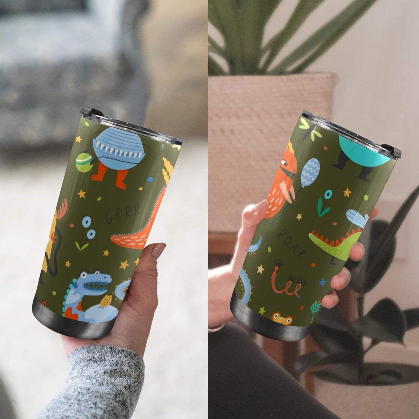 Monsters - 20oz Mobile Tumbler with Lid (Black Lock) 20oz Travel Mug Printed Offshore Sci Fi