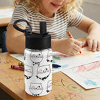 Winking Cats 12oz Kids Water Bottle with Straw Lid