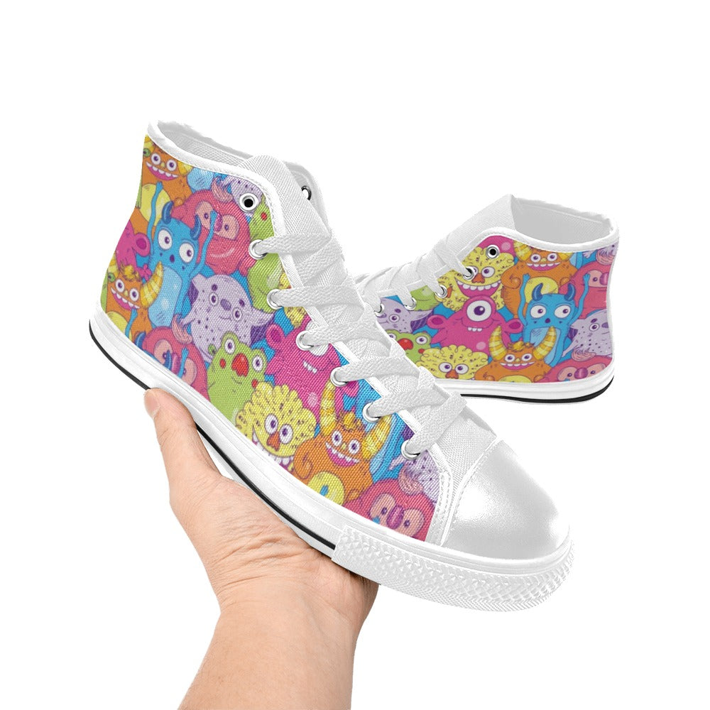 Cute Monsters - Kids High Top Canvas Shoes