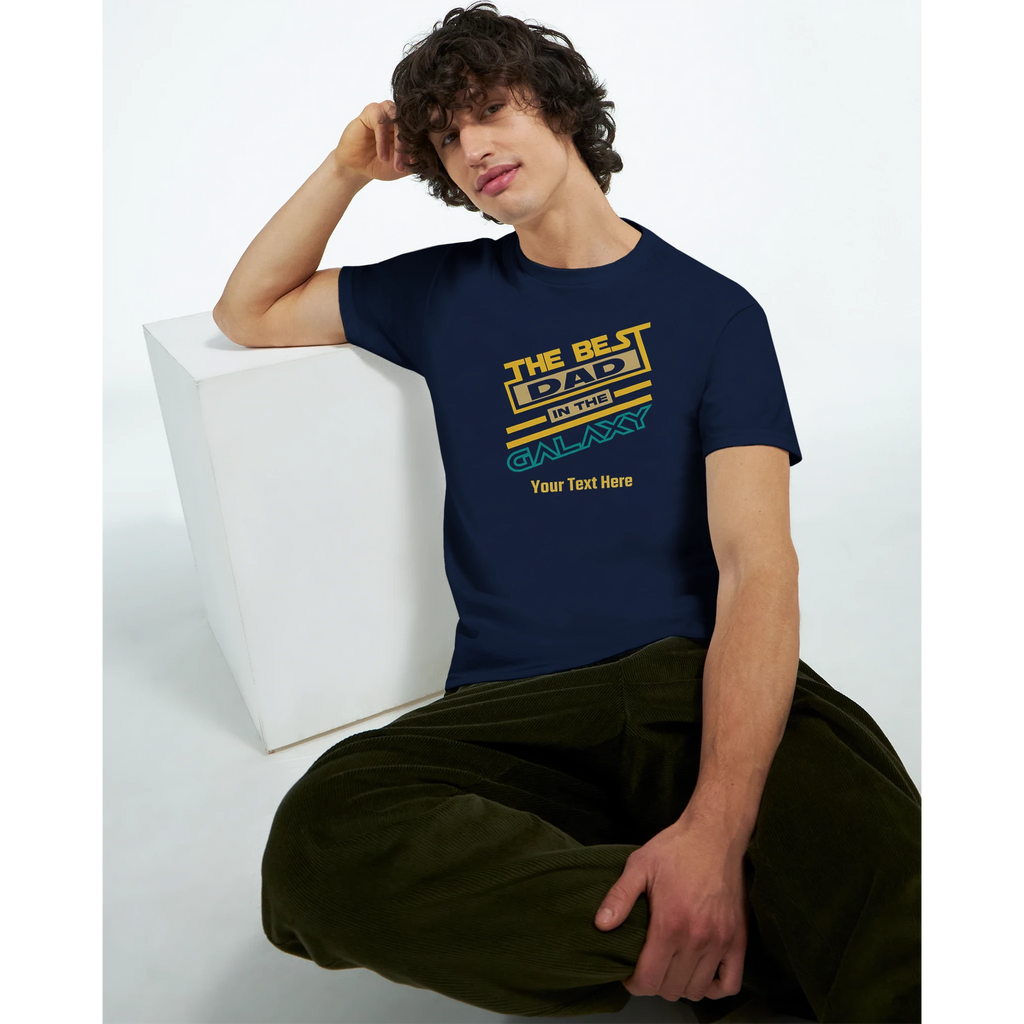 Personalised - The Best Dad In The Galaxy - Heavyweight Unisex Crewneck T-shirt | Gildan® 5000 Personalised T-shirt (Up to 5XL) customise Dad Globally Fulfilled personalise Sci Fi Space